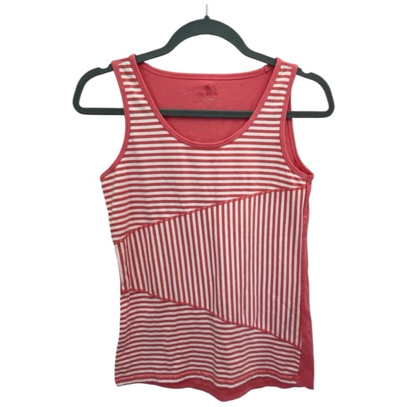 Talbots Tops - Talbots Pink & White Asymmetrical Stripes Stretch Sleeveless Tank Top Small